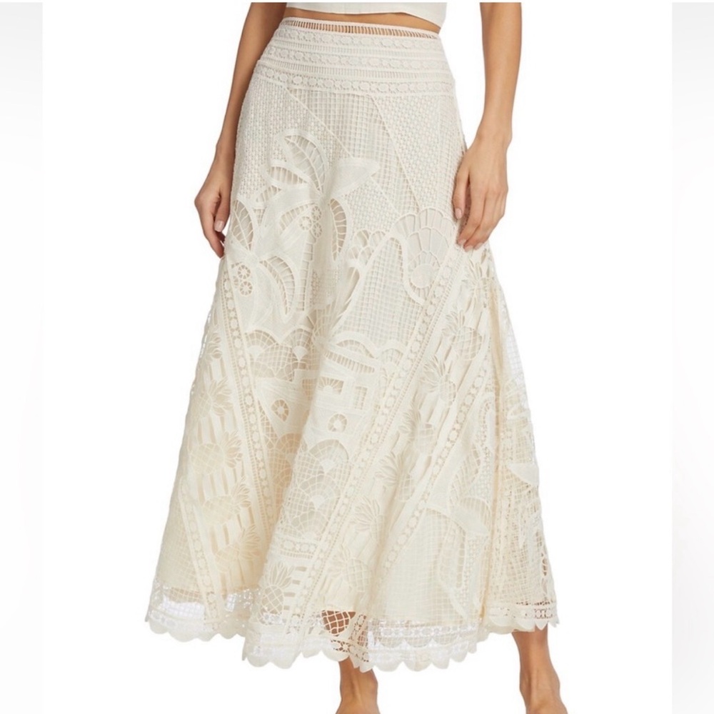 NWT Farm Rio Off White Guipire Lace Maxi Skirt - Sz L